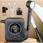 Douche de camping - 8000 mah - rechargeable - portable - avec pompe et affichage de la temp�rature - ...