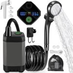Douche de camping portable, pompe de douche rechargeable de 6000 mah avec c�ble usb et pomme de douche ...