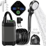 Douche de camping portable, pompe de douche rechargeable de 6000 mah avec c�ble usb et pomme de douche ...