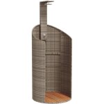 Douche d'ext�rieur gris 100x100x241, 5 cm poly rotin bois acacia cfw76929