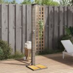 Douche d'extrieur gris 50x55x224 cm rsine tresse bois acacia