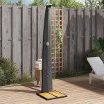 Douche d'extrieur noir 55x60x224 cm rsine tresse bois acacia