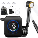 Douche portable et 5 vitesses pour camping, pommeau de douche rechargeable avec �cran lcd et 4 modes ...