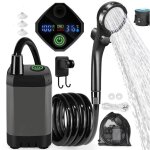 Douche portable 7800 ma pour le camping, douche lectrique rechargeable d'extrieur avec affichage numrique ...