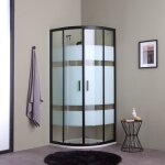 Iperbriko - douche semi - circulaire 80x80 en verre noir