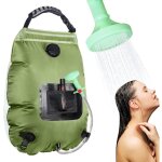 Douche solaire portable, 20 l, flexible amovible et pommeau de douche  commande marche / arrt, compacte ...