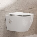 Douche toilette suspendue - taharet wc sans bride suspendu avec fonction bidet - eau froide / chaude ...