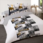 Dourev - housse de couette 240x220 ny city trip + 2 taies 100% coton