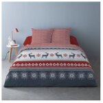 Dourev - housse de couette 260x240 fenris rouge + 2 taies mati�re polaire