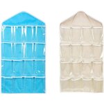 Dpzo - 2 ensembles de colonne de rangement suspendue, 16 poches pour chaussures et bijoux, gris / bleu ... Dpzo - 2 ensembles de colonne de rangement suspendue, 16 poches pour chaussures et bijoux, gris / bleu ...