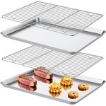 Dpzo - lot de 2 plaque ptisserie avec grille de refroidissement[2 plaques + 2 racks], 40 x 30 x 2. 5 ...