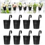 Dpzo - 8 pcs pots de fleurs suspendus en fer, jardinières pour garde - corps et clôture, noir, 4 pouces ... Dpzo - 8 pcs pots de fleurs suspendus en fer, jardinières pour garde - corps et clôture, noir, 4 pouces ...