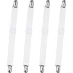 Dpzo - attaches de drap de lit, 4 bretelles ajustables avec pinces robustes pour draps housses et draps ...