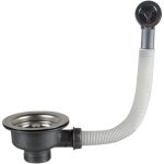 Dpzo - bonde d'vier avec trop plein panier inox 110 mm 1', acier inoxydable + abs, bonde + panier