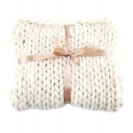 Dpzo - couverture confortable, couverture en laine extra �paisse tiss�e � la main, blanche, 5050