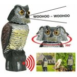 Dpzo - effaroucheur d'oiseau r�aliste t�te rotative son hibou r�deur leurre r�pulsif protection antiparasitair ...
