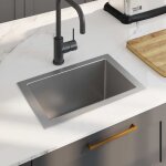 Dpzo - jamais utilis]vier de cuisine fait  la main acier inoxydable, vier bac 44x29x20cm vier montage ...