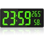 Dpzo - horloge num�rique grand �cran, grande horloge murale num�rique avec temp�rature et humidit�, horloge ...