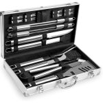 Dpzo - kit barbecue en acier inoxydable - mallette de rangement en aluminium - utensiles pour bbq professionne ...