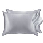 Dpzo - jamais utilis]lot de 2 taie d'oreiller imitation soie - pour les cheveux et la peau - 19 mm de ...