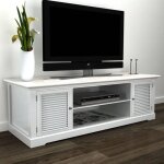Dpzo - meuble tv blanc bois, lgant meuble tv ancien en bois, 121 x 30, 5 x 41, 7 cm (l x l x h)