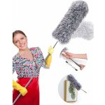 Dpzo - jamais utilis�]plumeau poussi�re t�lescopique 254cm, tete de loup telescopique microfibre pliable ...