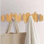 Dpzo porte - manteau mural en bois de bambou - patre  crochets - porte - manteau et dcoration murale ...