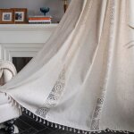 Dpzo - jamais utilis�] rideaux en coton et lin de style boh�me, opaques, beiges, 150 x 240 cm , crochet ...
