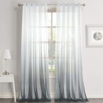 Dpzo - rideaux voilage blanc gris d�grad� � ?illet, �l�gant d�cor de fen�tre, 2 panneaux 140x245 cm