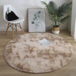 Dpzo - tapis rond,  poils longs, 120cm x 120cm, moderne, pour salon, chambre  coucher, salle  manger ...