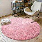 Dpzo - tapis rond,  poils longs, 120cm x 120cm, moderne, pour salon, chambre  coucher, salle  manger ...