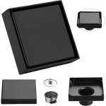 Drain de sol, acier inoxydable, siphon sol carr� noir, siphon douche, anti odeur, drainage rapide, constructio ...