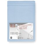 Drap de dessus en flanelle ajust�e bleu clair - pur coton doux fabriqu� en italie pour matelas maxi et ...