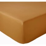 Drap housse 100 % coton 57 fils marron clair 70x190 cm