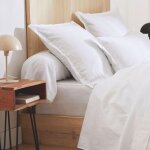 Tradilinge - drap housse 100% satin 140x190 blanc