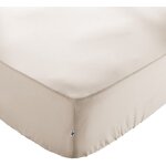 Meubletmoi - drap housse 140 x 190 x 30 cm en coton beige - julieta Meubletmoi - drap housse 140 x 190 x 30 cm en coton beige - julieta