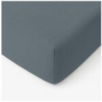 Drap - housse 180 x 200 cm gaze de coton lav� bleu fonce