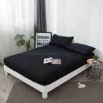 Drap housse 80x200 noir poche extra profonde 30cm doux et respirant, facile � entretenir