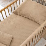 Terre de nuit - drap housse bb 60x120 gaze de coton beige noa - noa