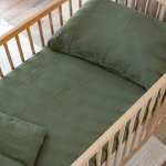Drap housse bb 70x140 gaze de coton kaki terre de nuit noa - noa