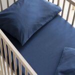Someo - drap housse bb coton lav bleu marine 70x140