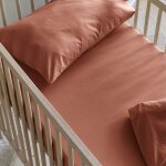 Someo - drap housse b�b� coton lav� terracotta 70x140