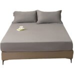 Drap - housse bross� gris clair 150x200 cm pour lit simple, utilisation domestique en saison automne ...