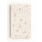 Drap housse en coton pour berceau 120x60 cm - ourson beige avec arc - en - ciel