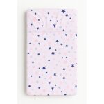 Drap housse en coton pour berceau 140x70 cm - �toiles bleu marine et roses sur fond blanc