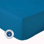 Drap housse coton bonnet 23 cm fabriqu� en france bleu encre 140x190 cm