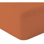 Drap housse en coton lav� oekotex terracotta 80x200 cm