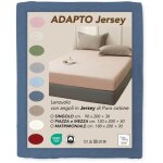 Draps housse jersey adapto bleu - coton stretch h30cm - single, queen - size, double cm. 120x200