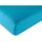Drap housse - ling - 160 x 200 cm - turquoise - coton - 57 fils / cm