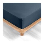 Drap housse  percaline  140x190cm bleu nuit